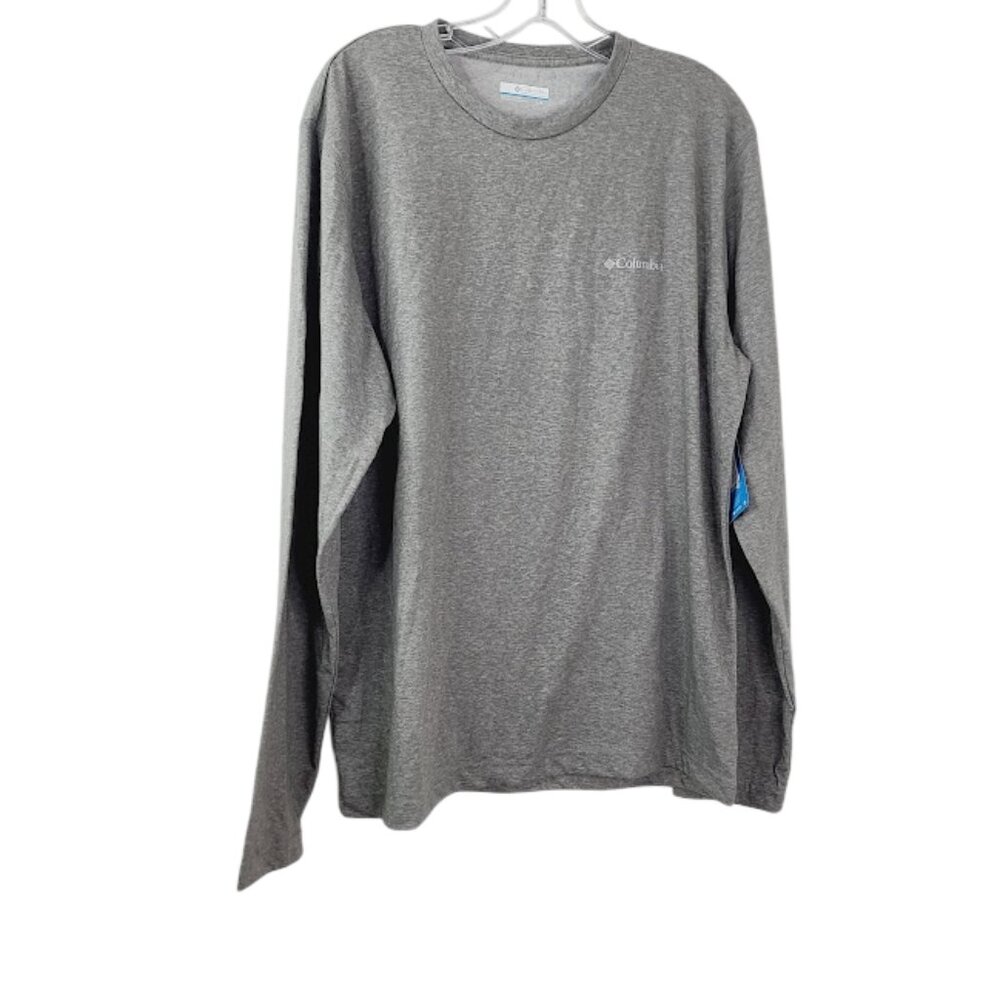 Columbia Men's Gray Heather Long Sleeve Crew Neck Pullover T-Shirt‎ Size L